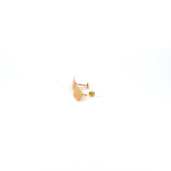18K Gold Earrings Screw Type Rectangle - Picture 3 of 5